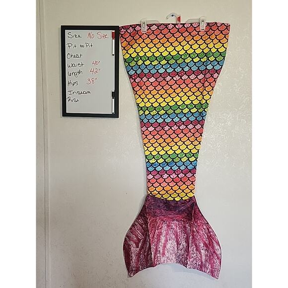 Adult Mermaid Tail 42" Waist 42-49" Waist to Tail Tip Multicolor Mermaid Scales - Picture 1 of 5